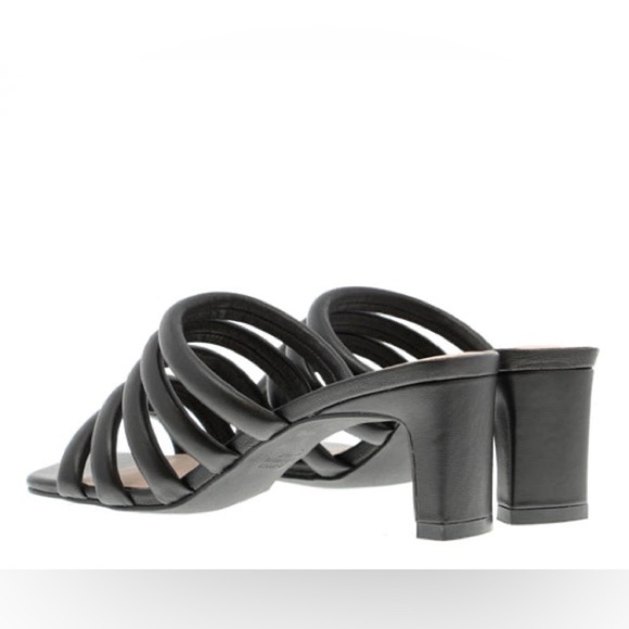 Intentionally Blank Willow III Black Tubular Leather Strap Slide Sandals Size 8 - Picture 3 of 13